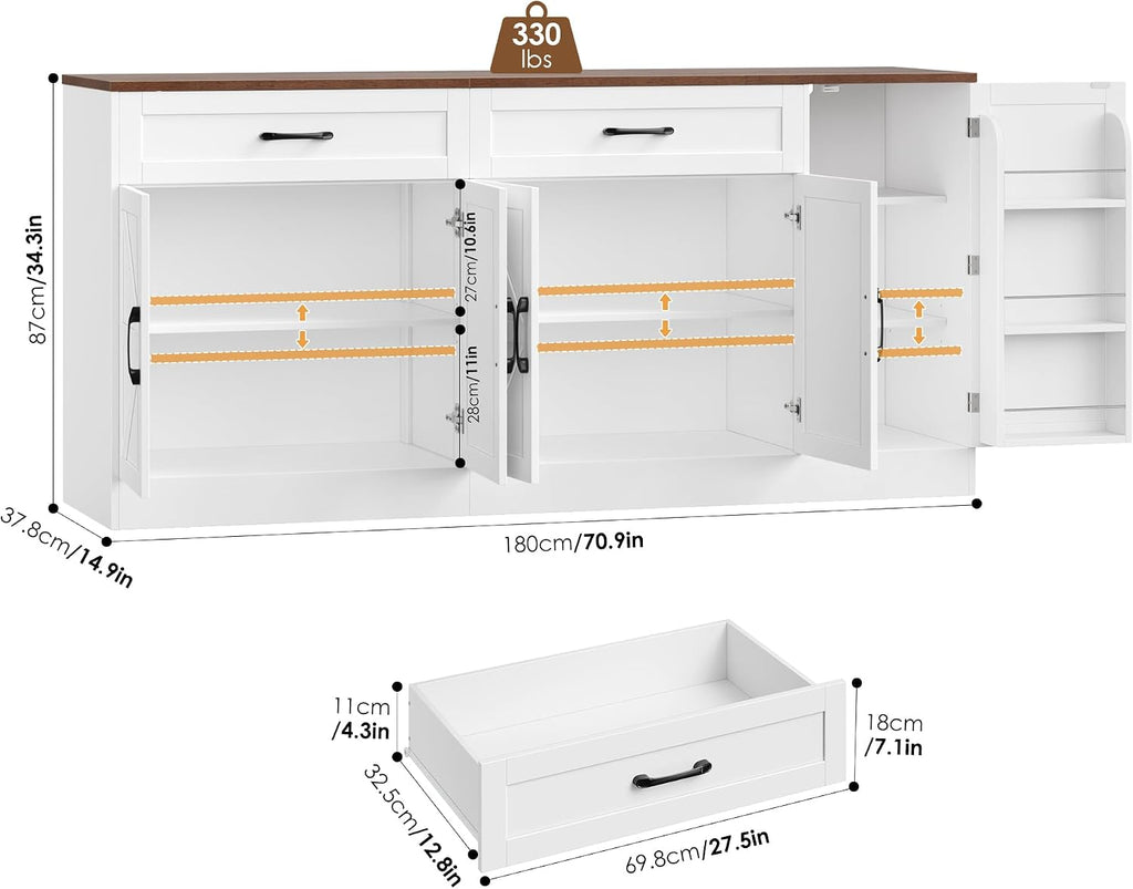 White Farmhouse Sideboard Cabinet