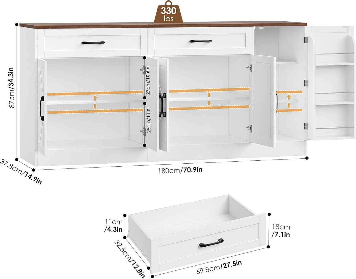 White Farmhouse Sideboard Cabinet