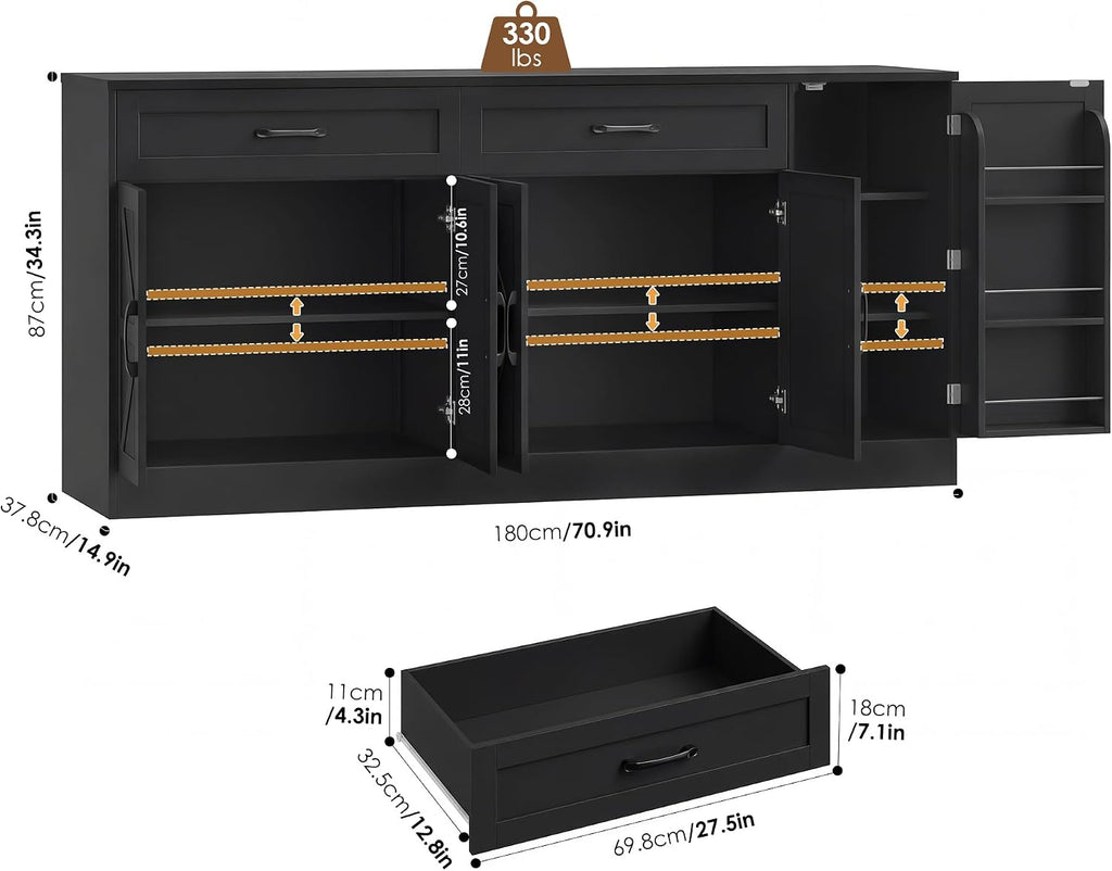 Black Farmhouse Sideboard Cabinet