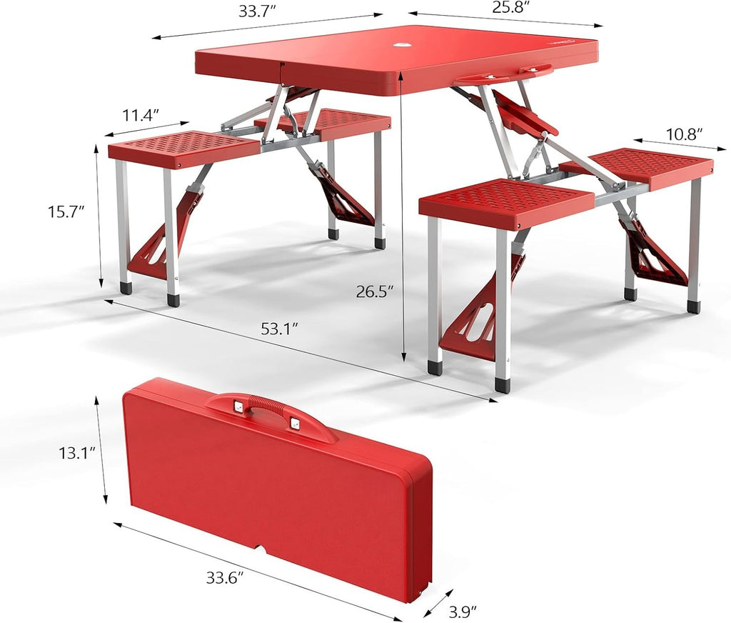 4Ft Aluminum Folding Picnic Table Set