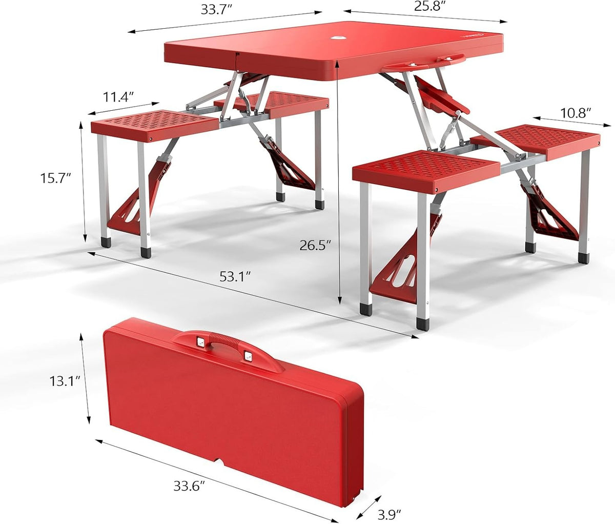 4Ft Aluminum Folding Picnic Table Set