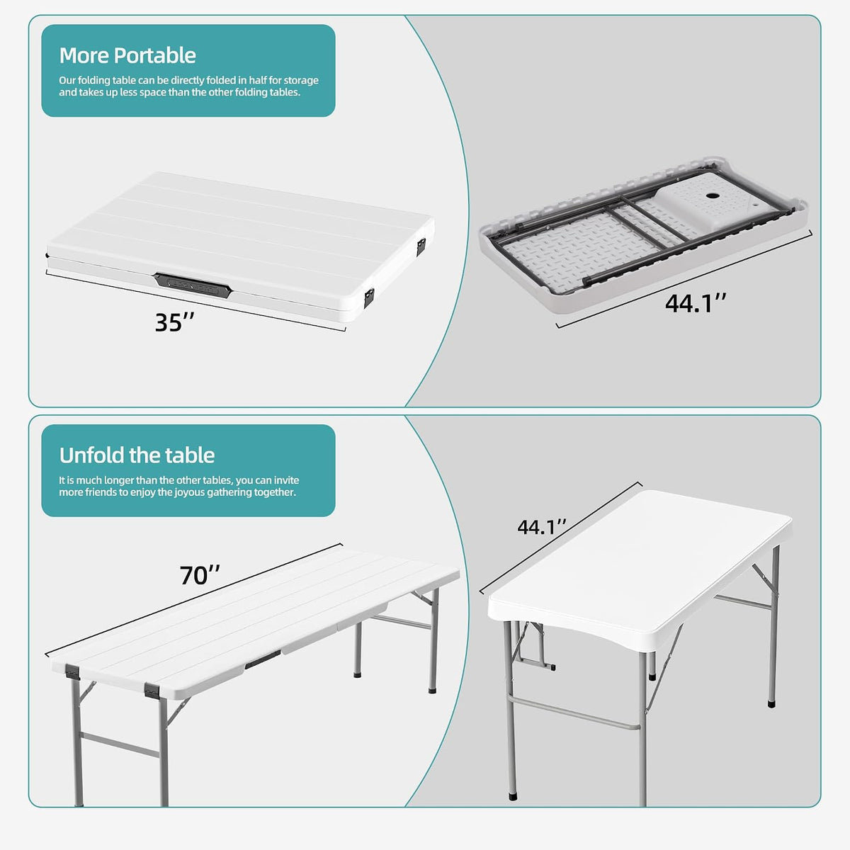 White 6FT Folding Picnic Table Set