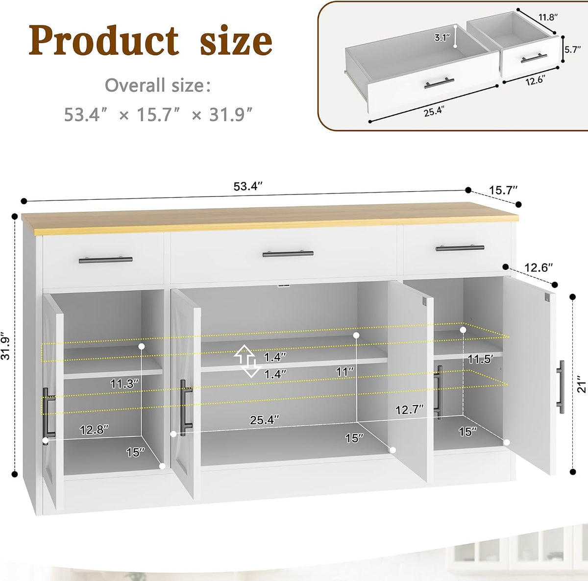 White Buffet Coffee Bar Cabinet