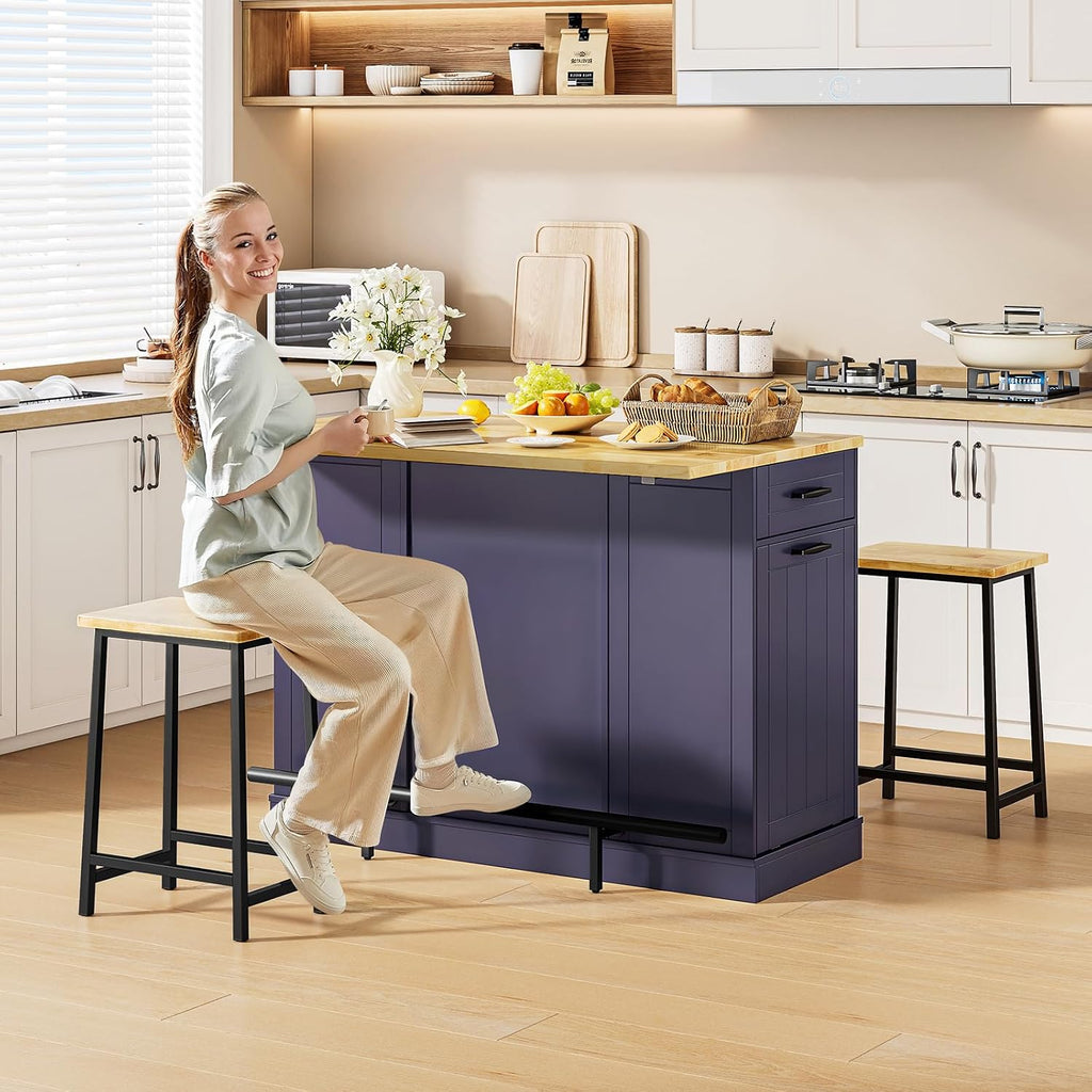 47" Kitchen Island with 2 Chairs
