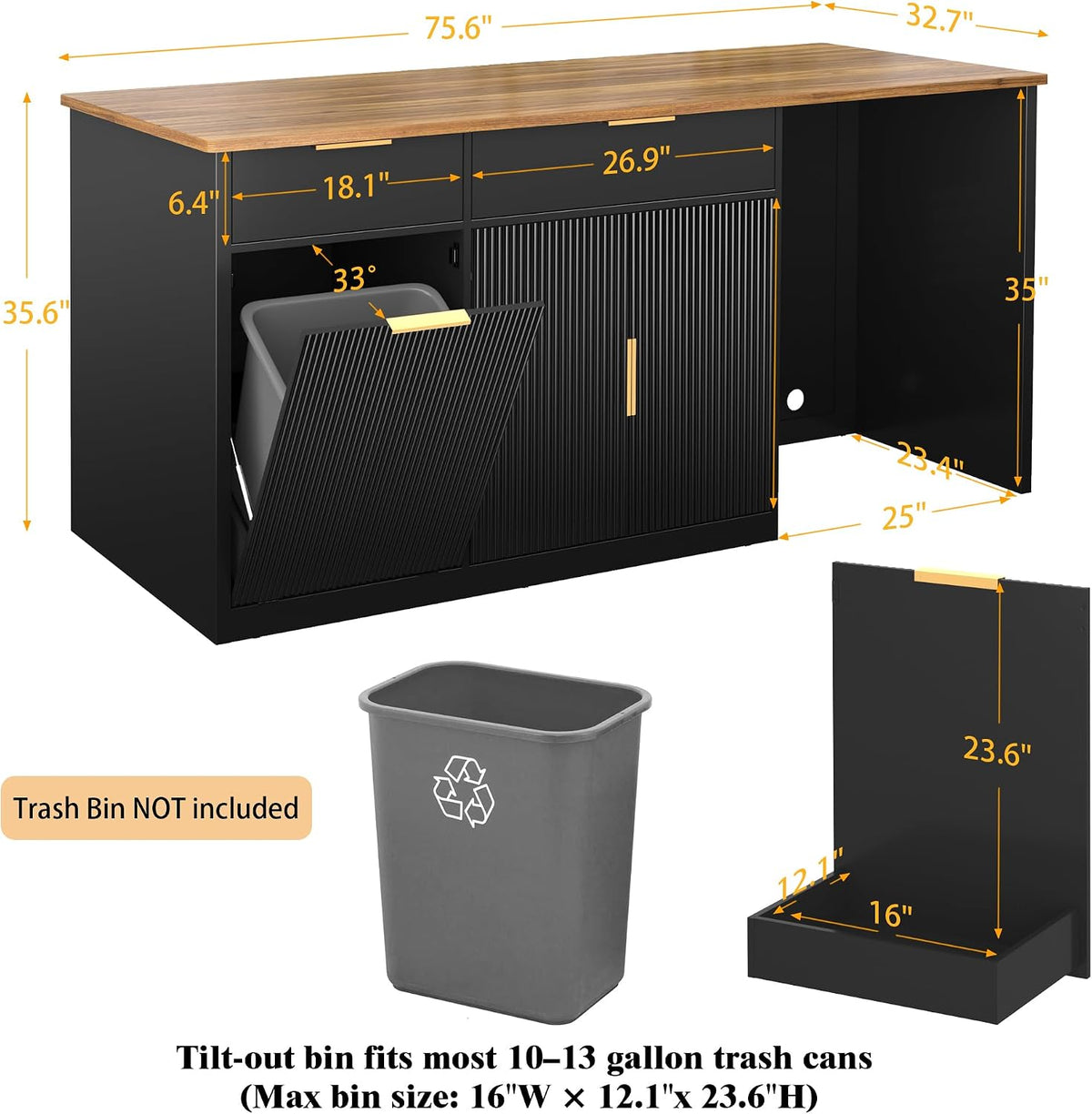 75.6" Wide Kitchen Island
