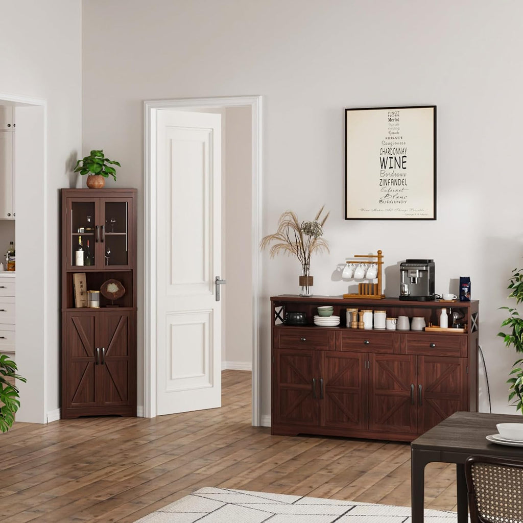 Dark Brown Farmhouse 51" Sideboard Cabinet
