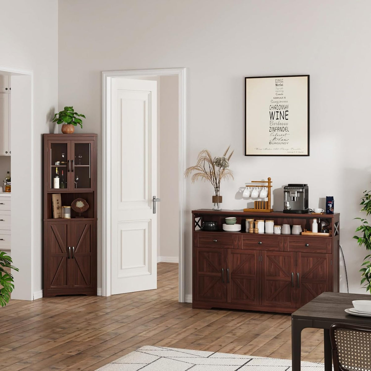 Dark Brown Farmhouse 51" Sideboard Cabinet