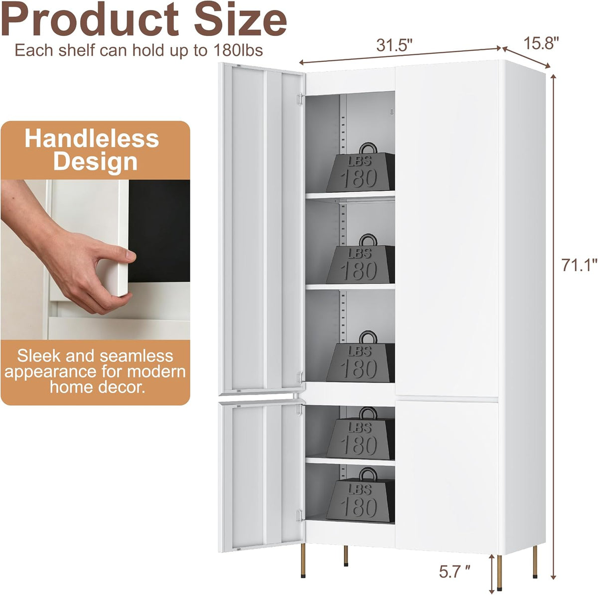 71" Tall Metal Pantry Cabinet