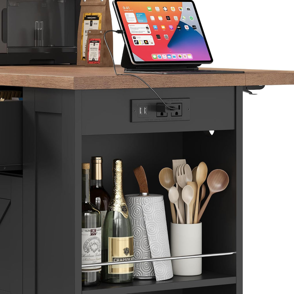 Black 51" Mobile Kitchen Island