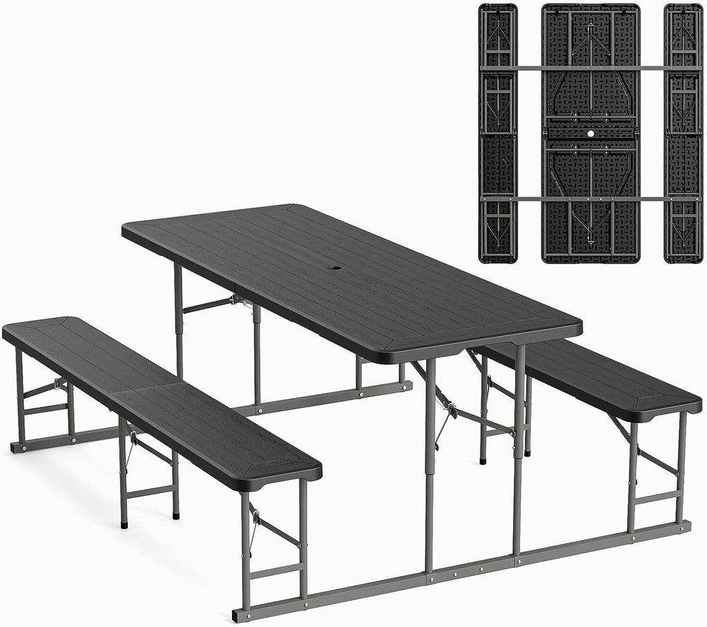 Black Folding Picnic Table Set