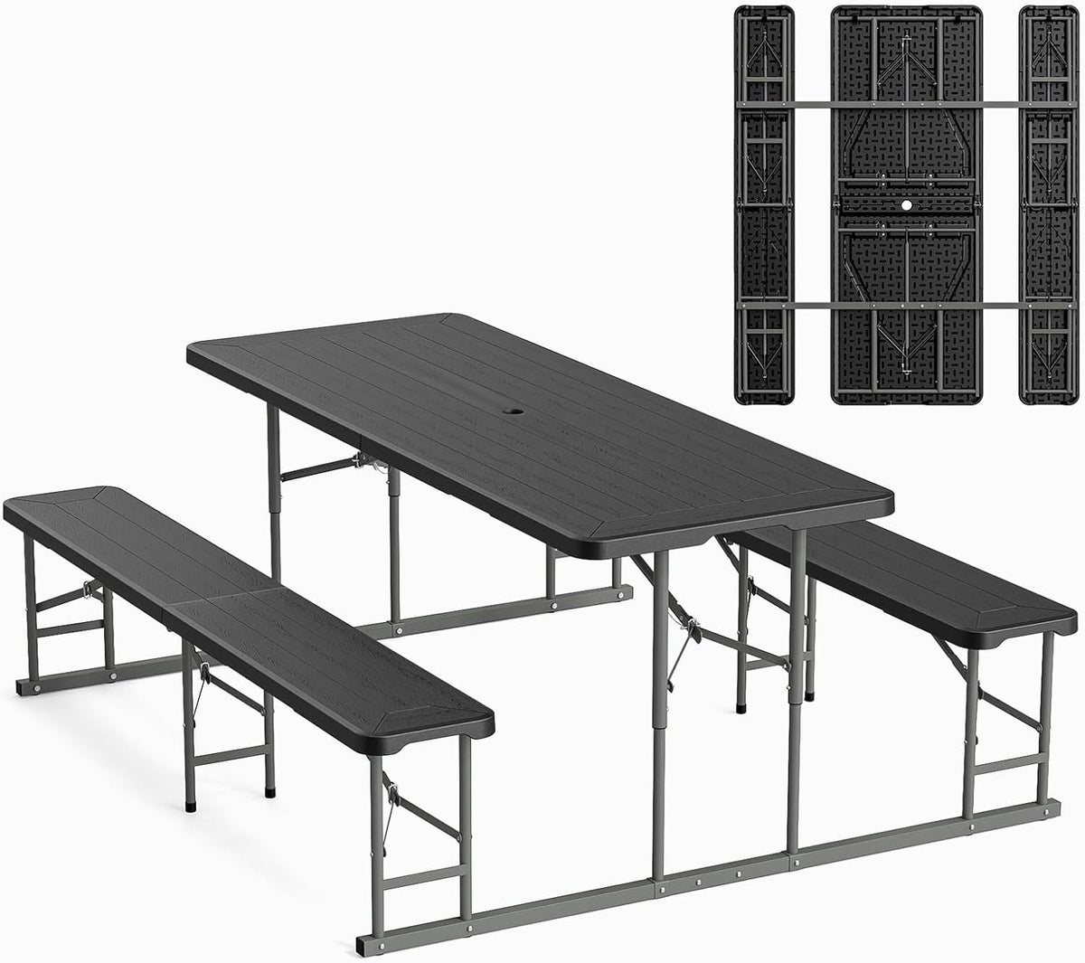 Black Folding Picnic Table Set