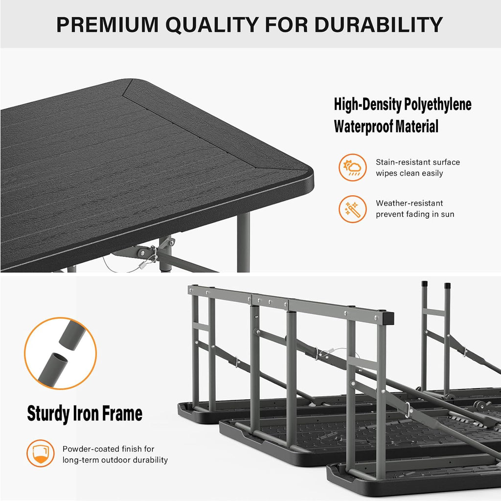 Black Folding Picnic Table Set