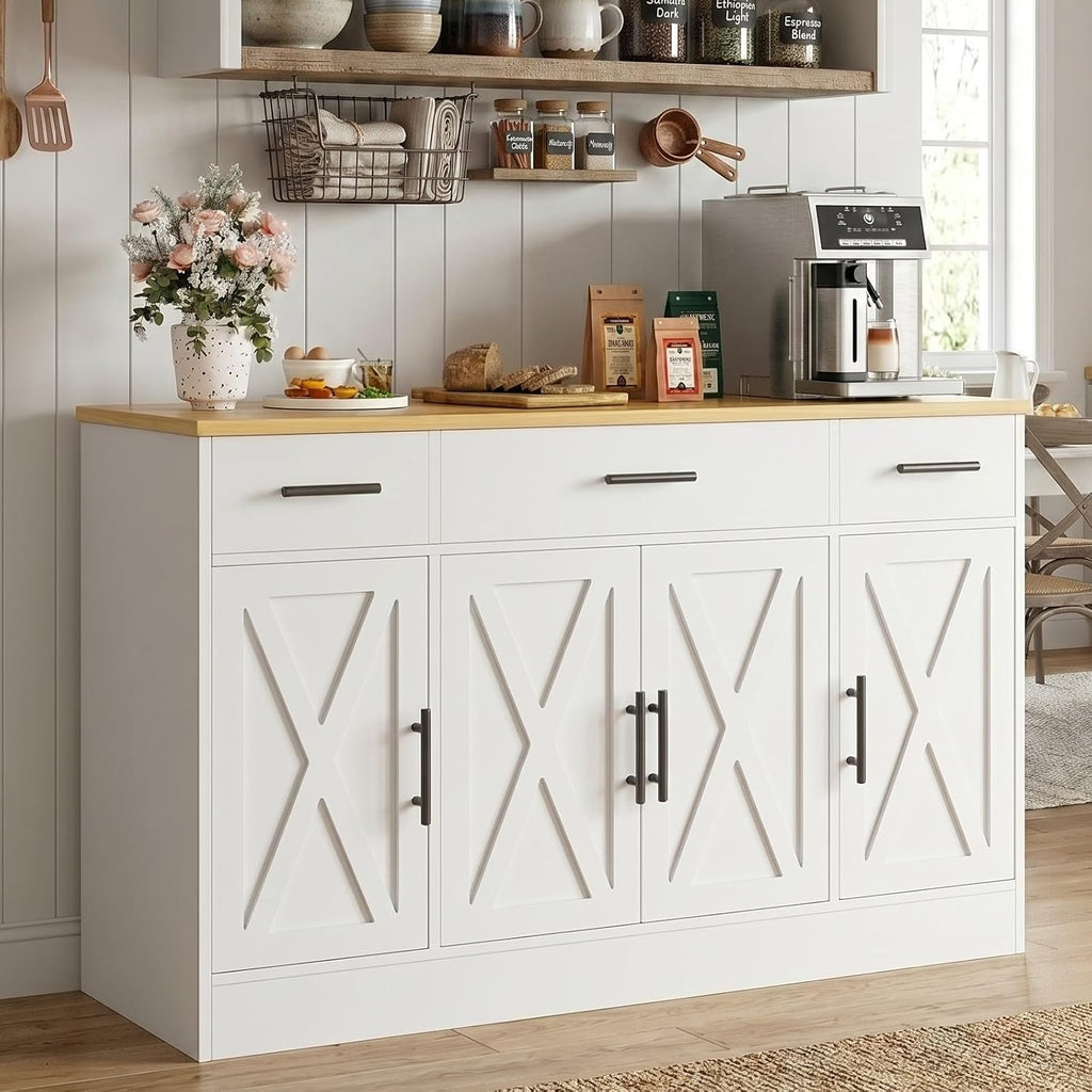 White Buffet Coffee Bar Cabinet