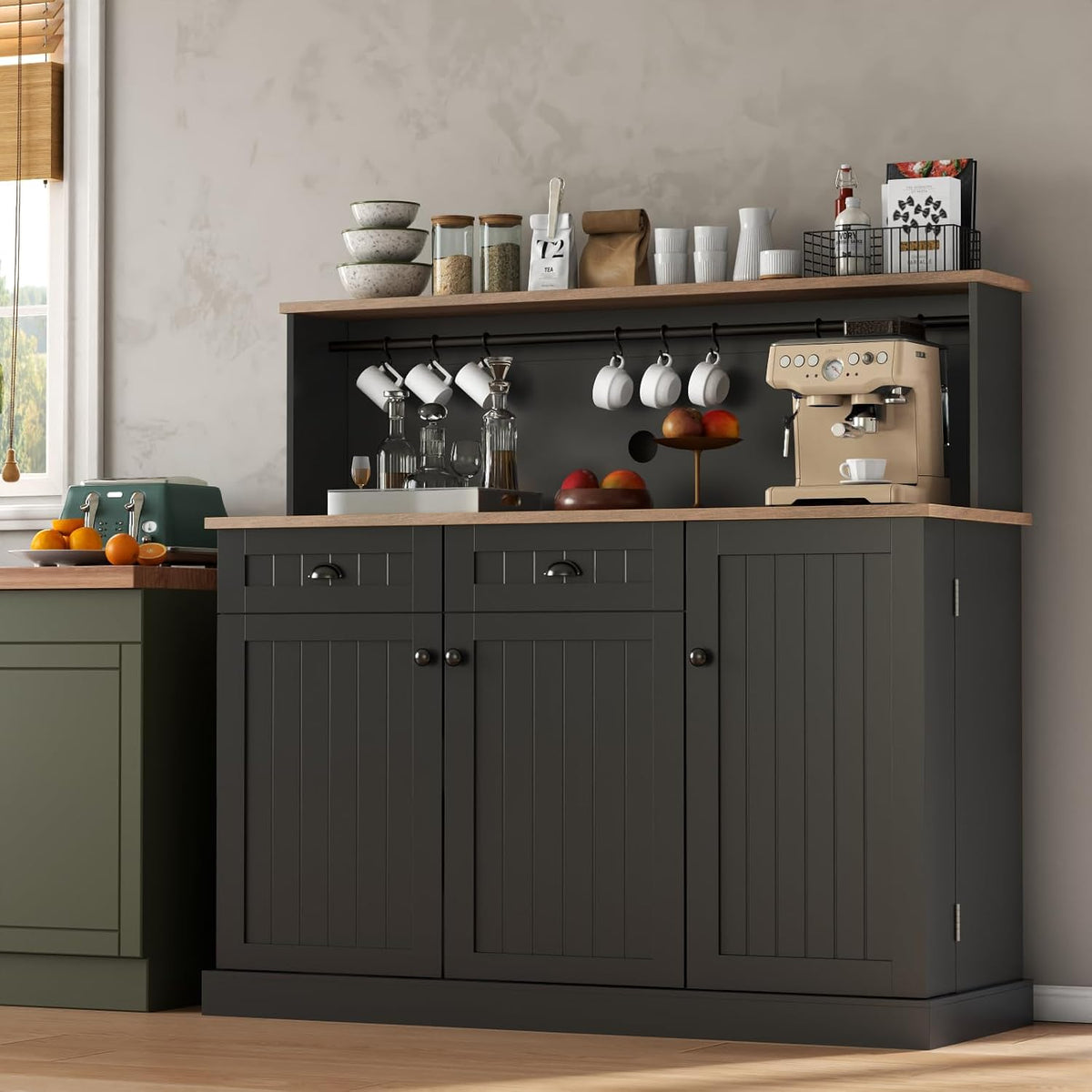 Black Farmhouse Sideboard Cabinet
