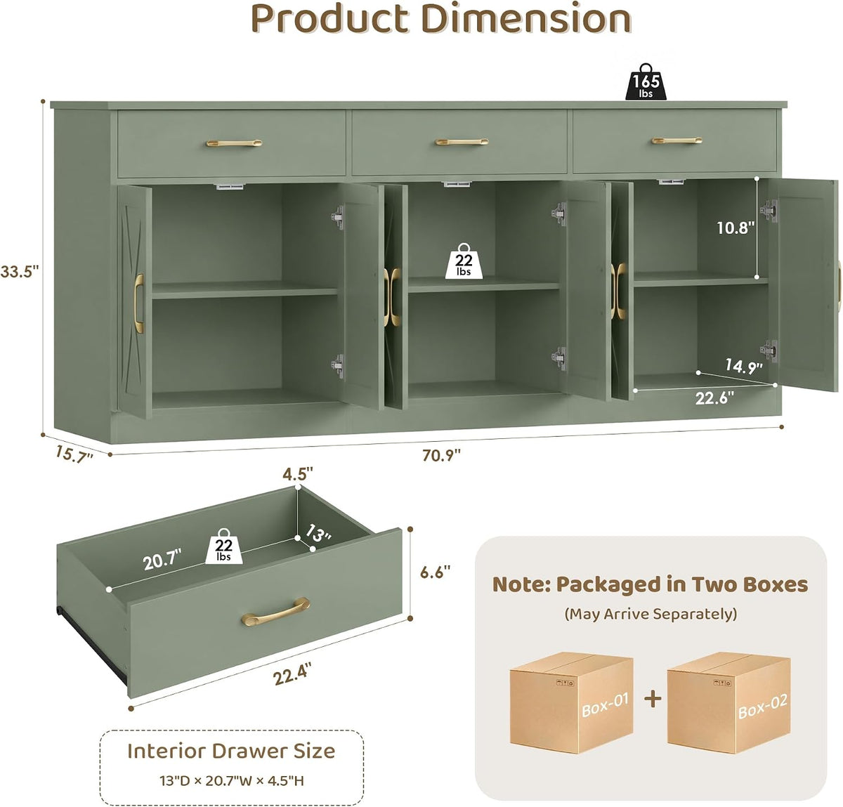 Green Farmhouse Sideboard Cabinet