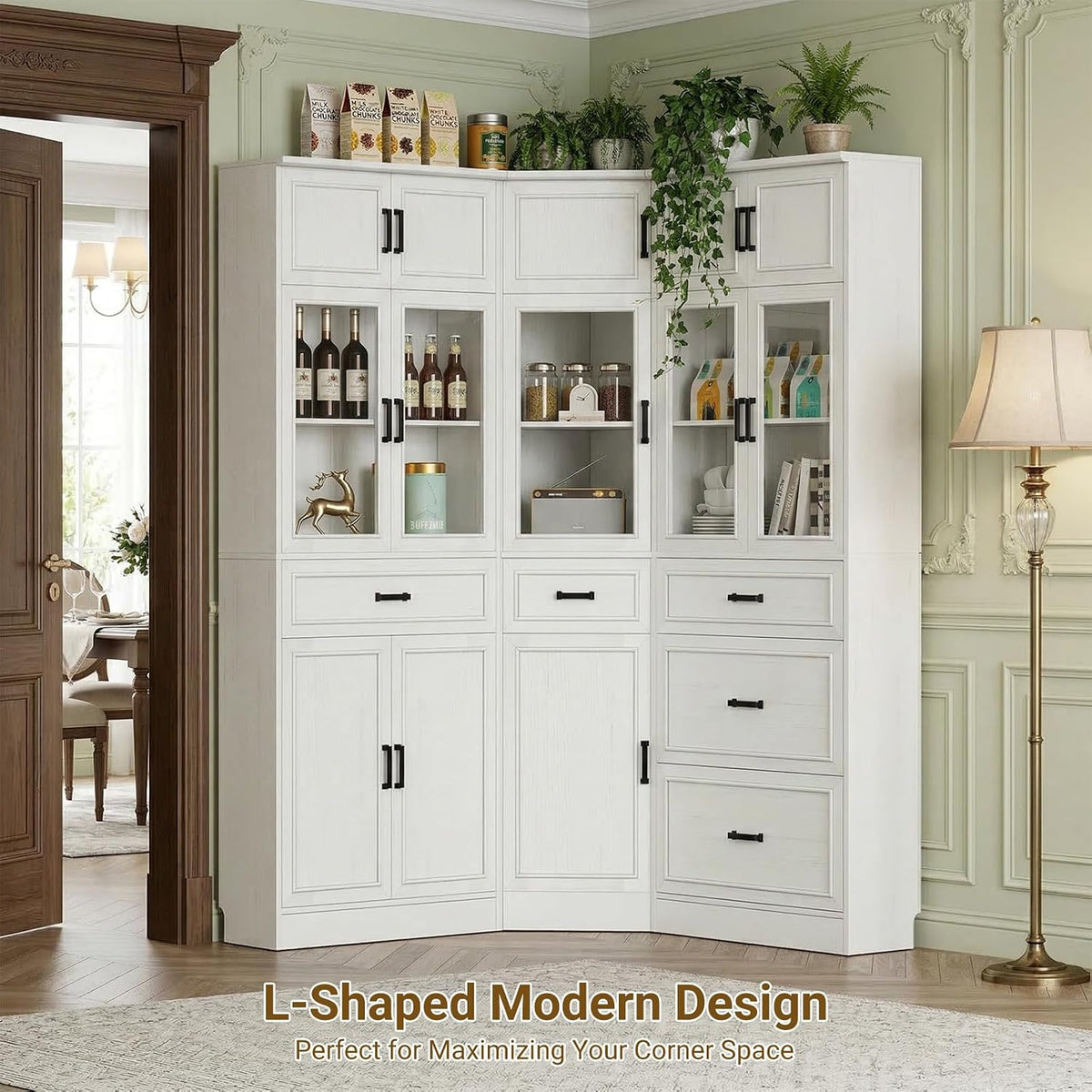 80" Tall Corner Pantry Cabinet