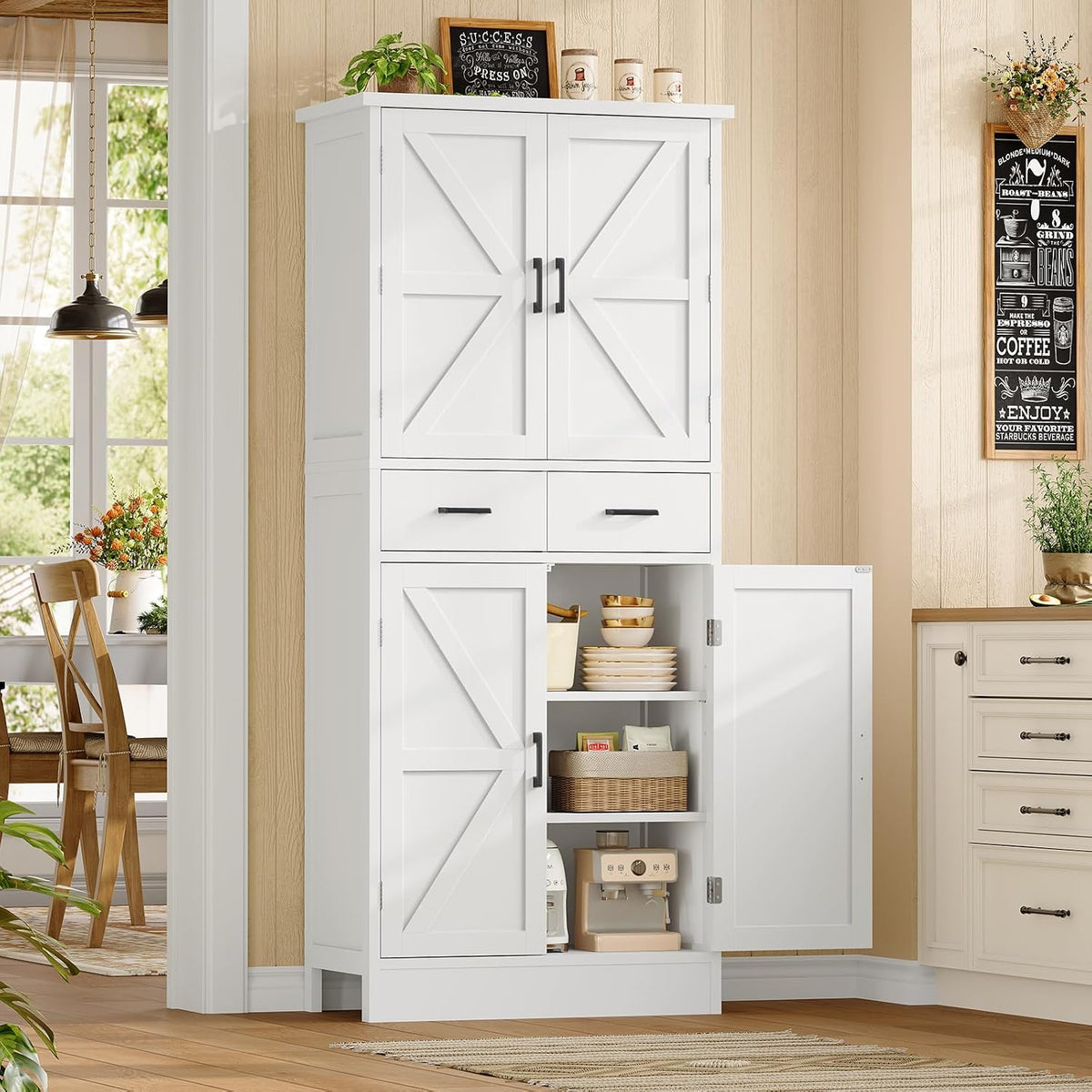 Farmhouse Tall Barn‑Door Pantry Cabinet