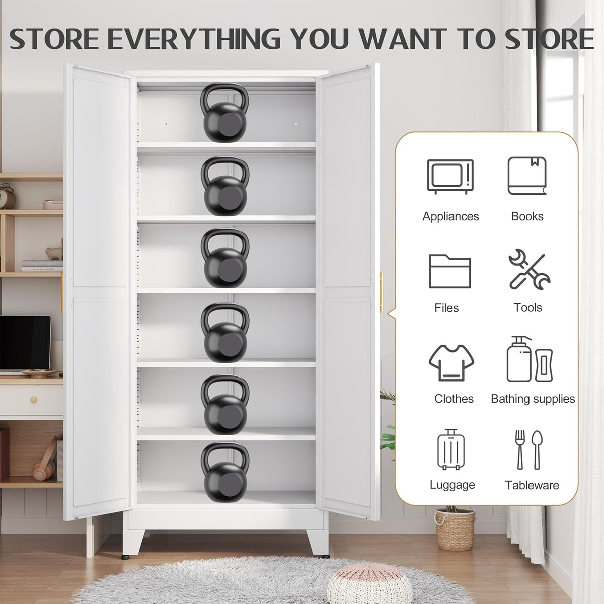 75.2" Tall 2‑Door Pantry Cabinet