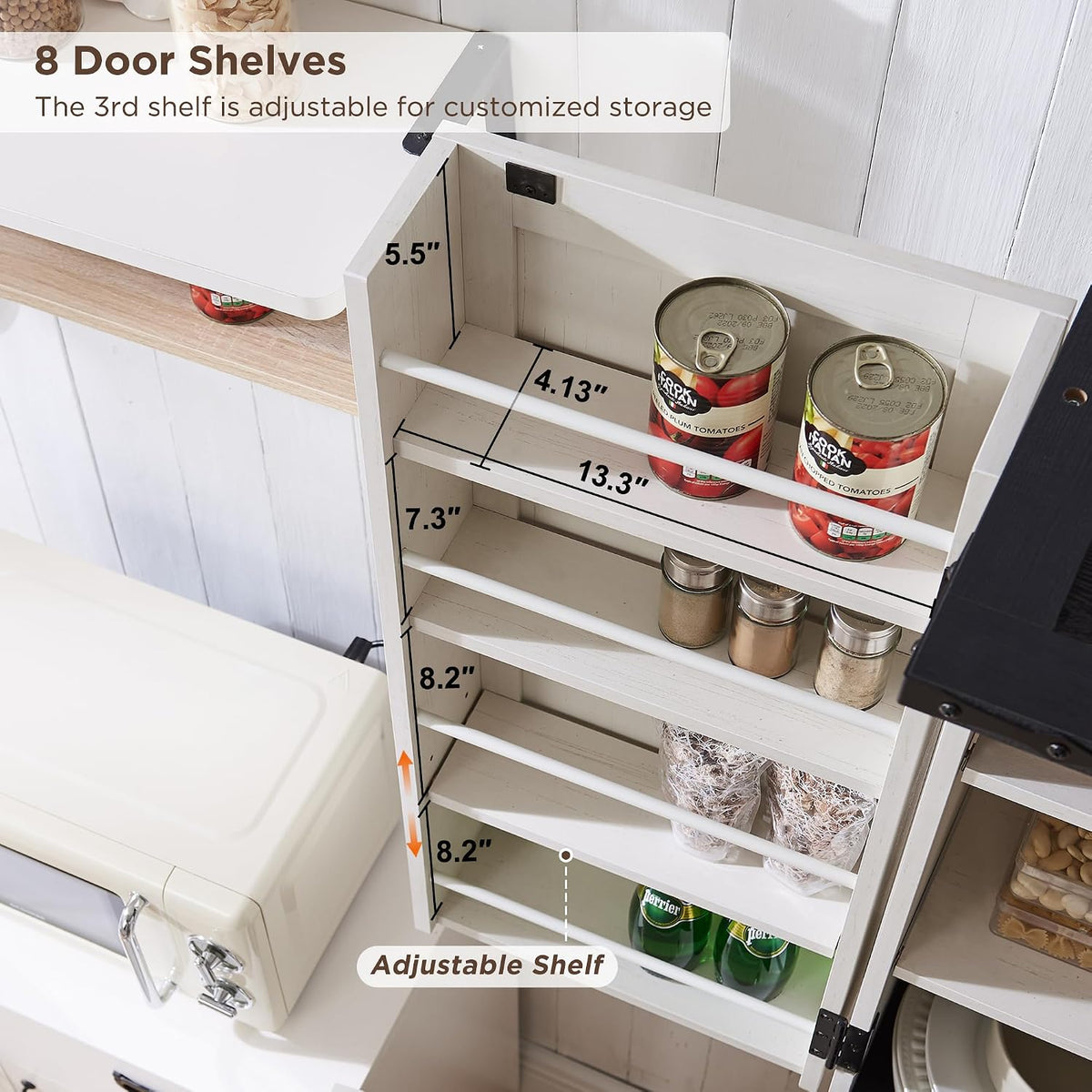 72" Tall Wooden Pantry Cabinet