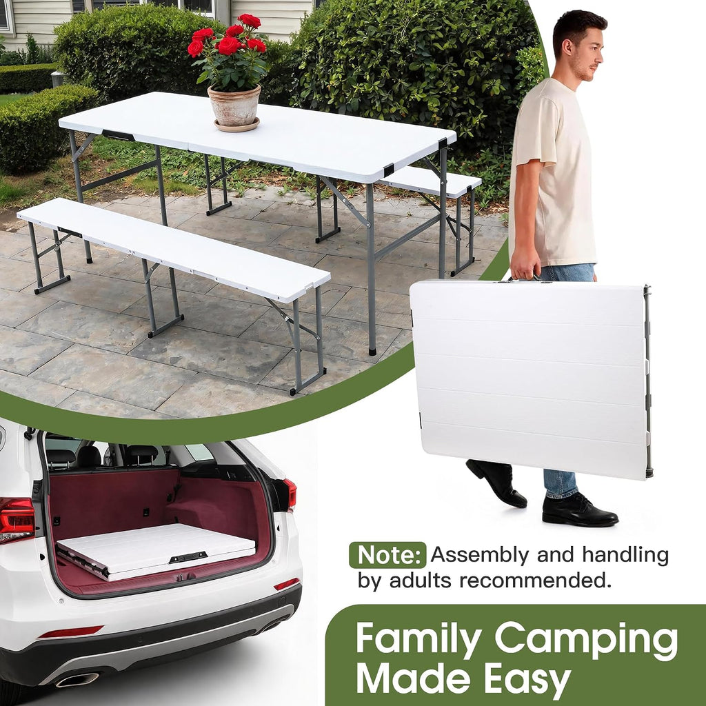White Portable Folding Picnic Table Set