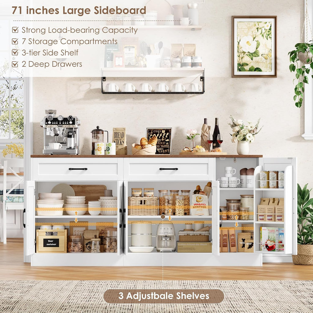 White Farmhouse Sideboard Cabinet