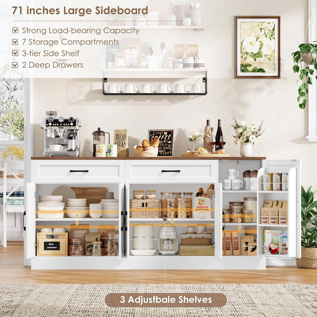White Farmhouse Sideboard Cabinet