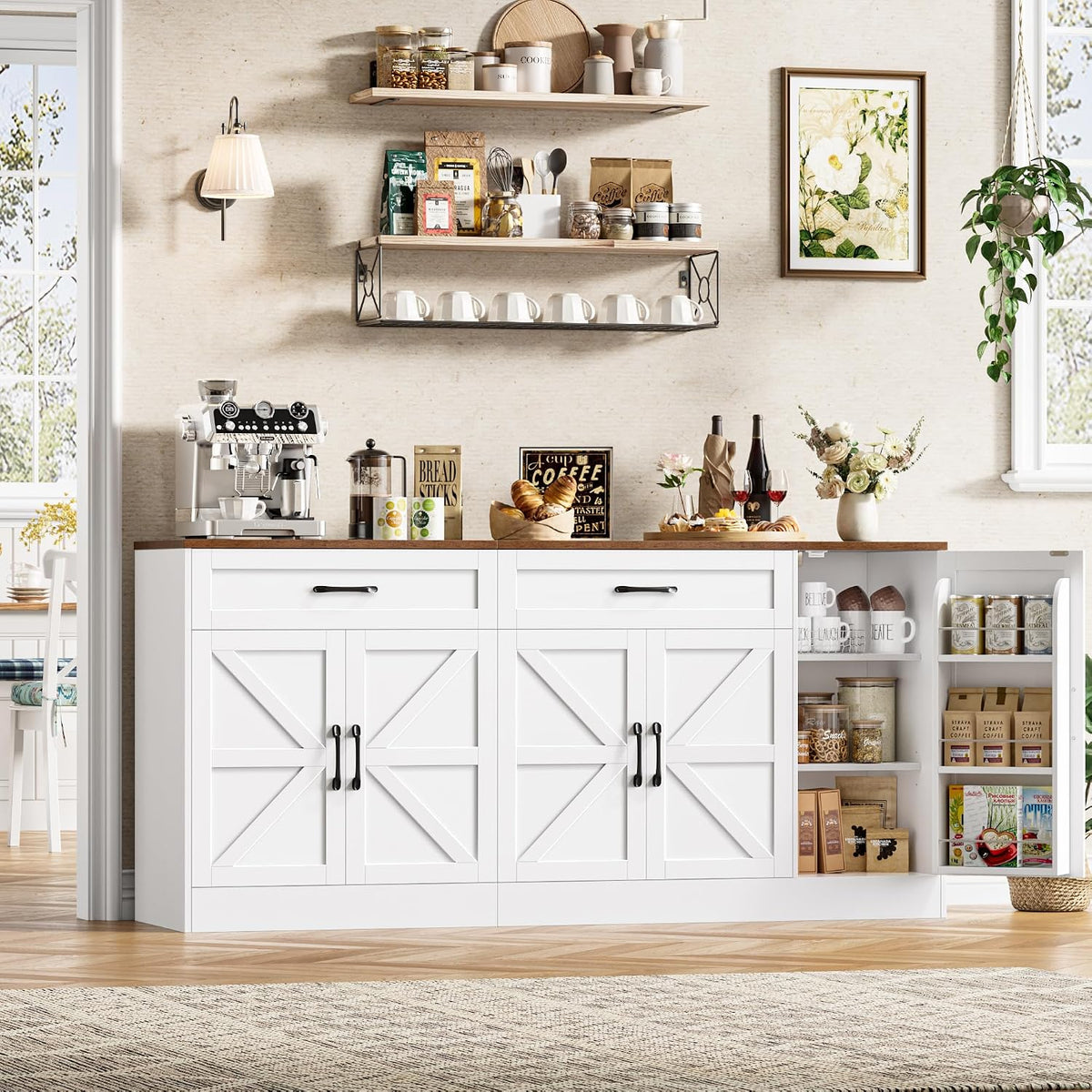 White Farmhouse Sideboard Cabinet