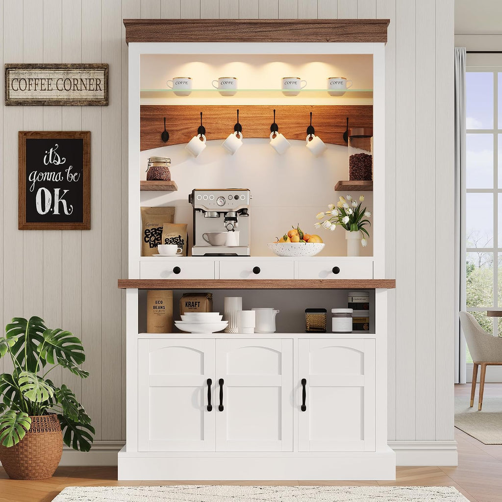 72" Farmhouse LED Coffee Bar Cabinet