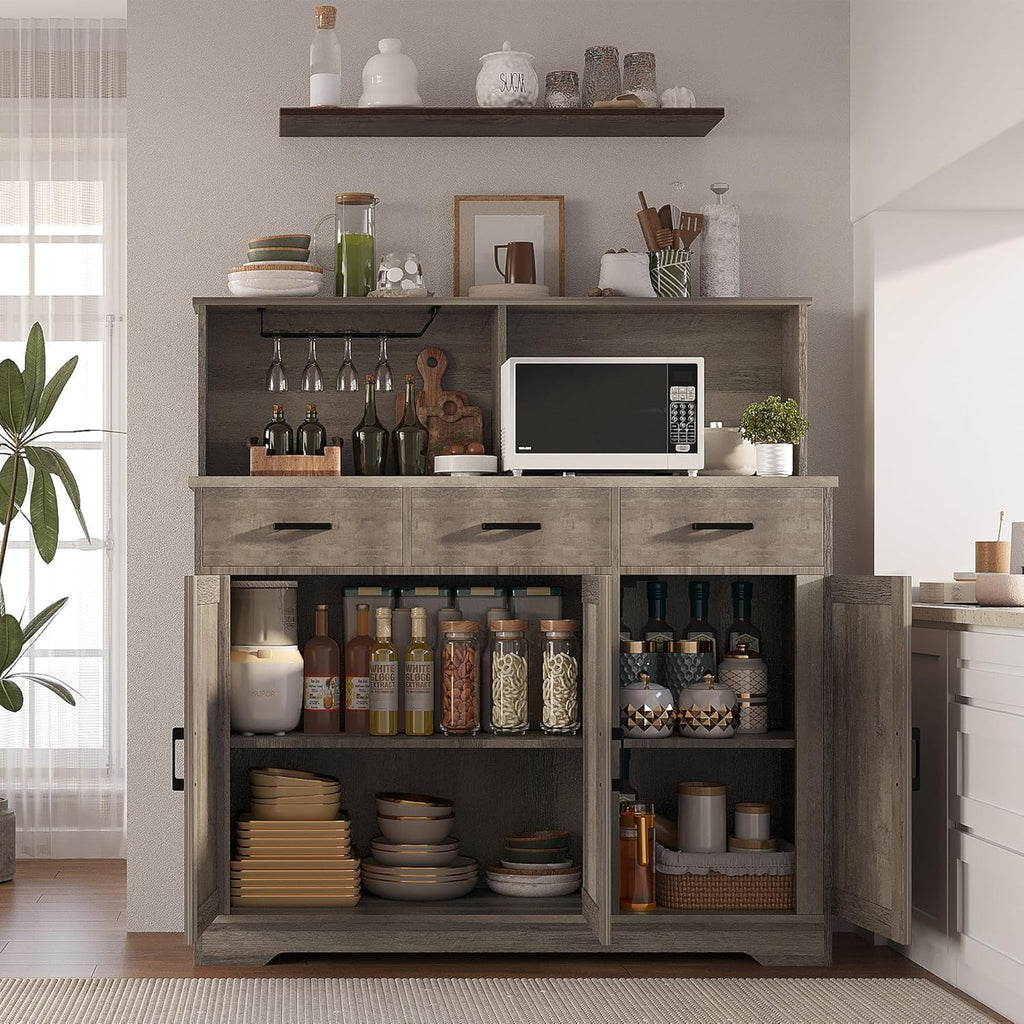 Grey Barn‑Door Sideboard Cabinet