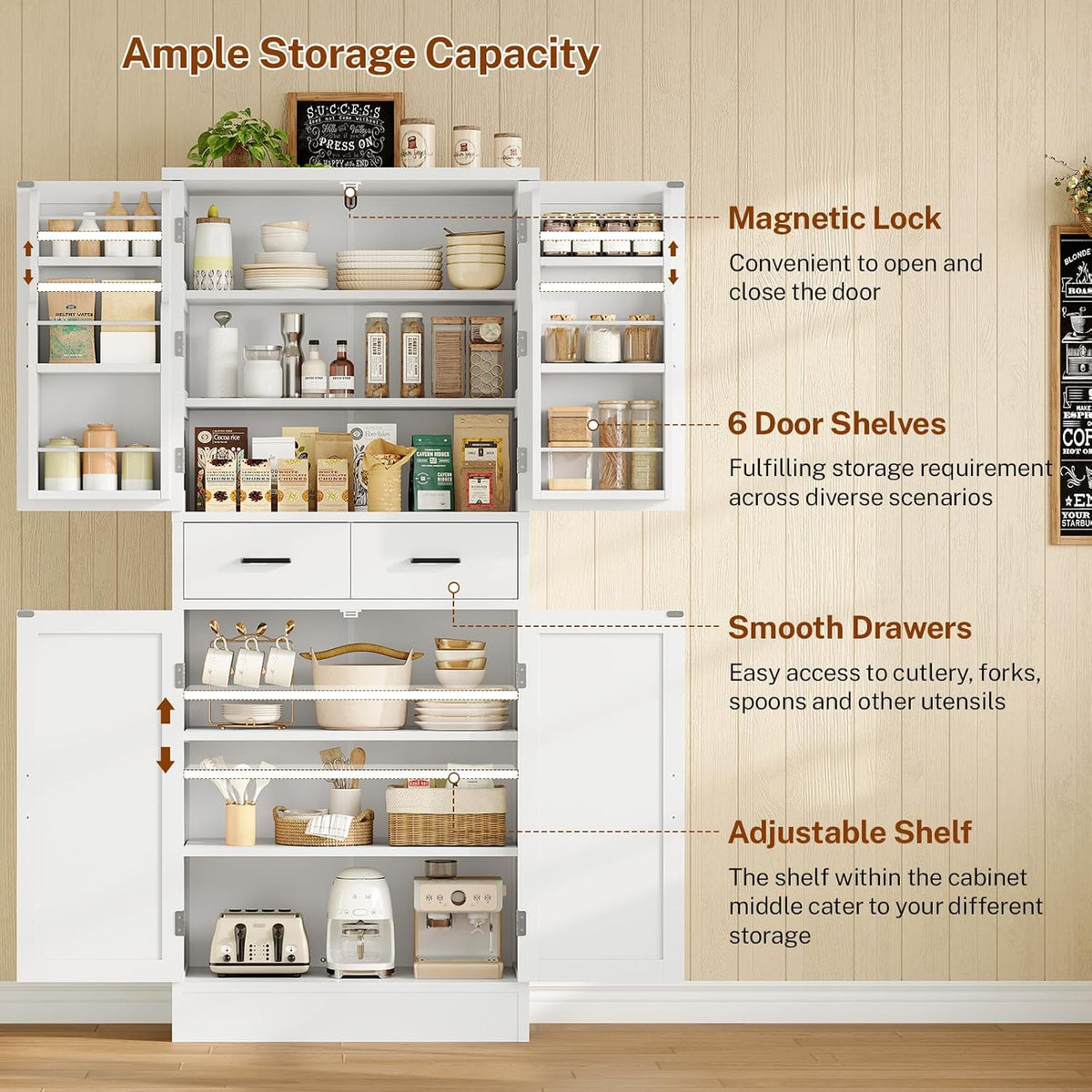 Farmhouse Tall Barn‑Door Pantry Cabinet