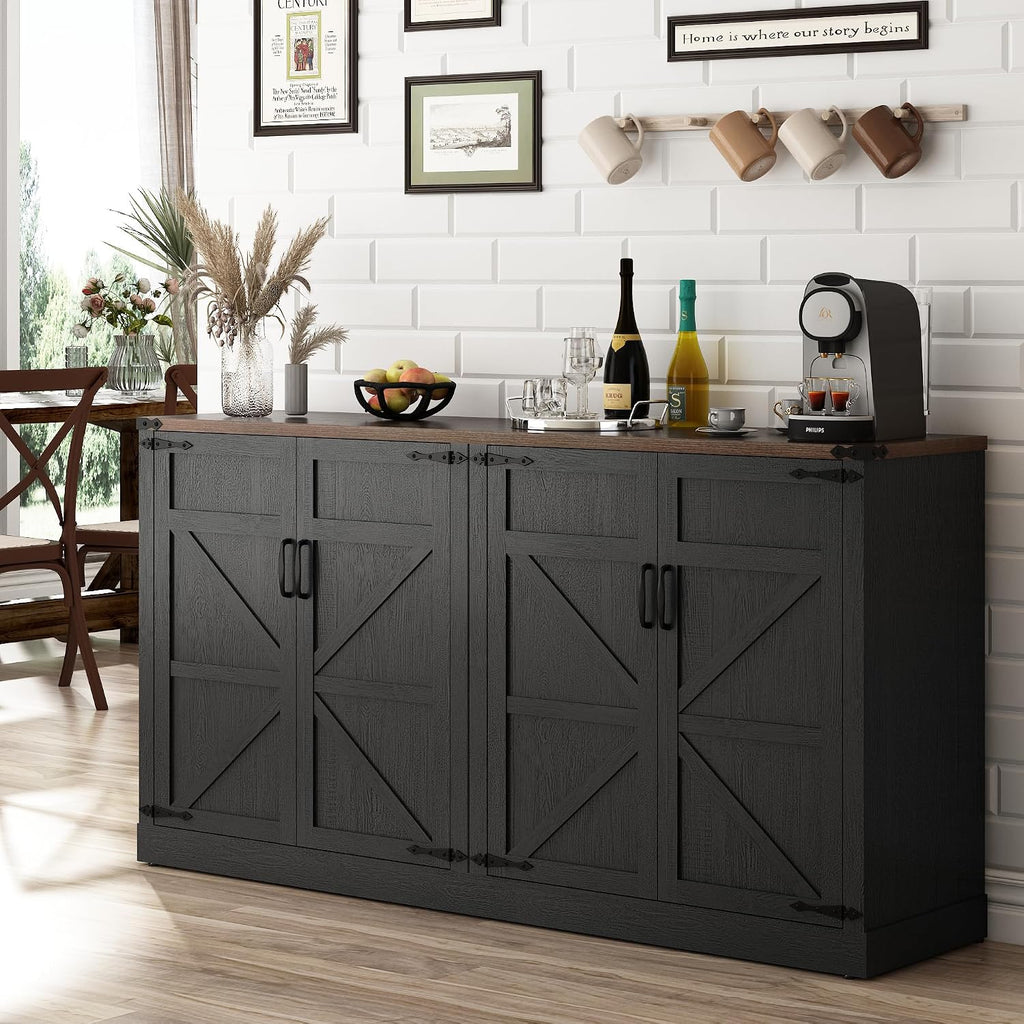 Black Farmhouse 65" Sideboard Cabinet