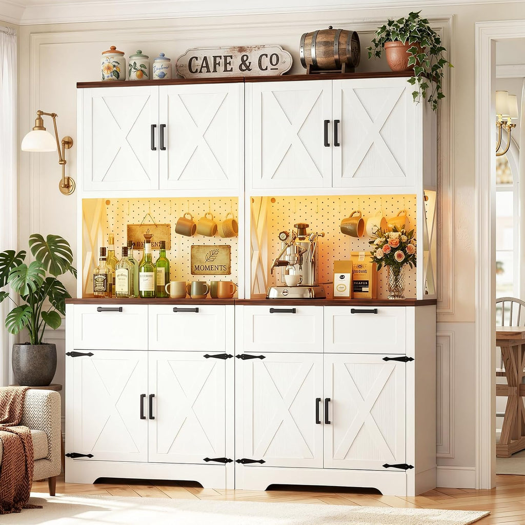 White 71" Microwave Pantry Cabinet