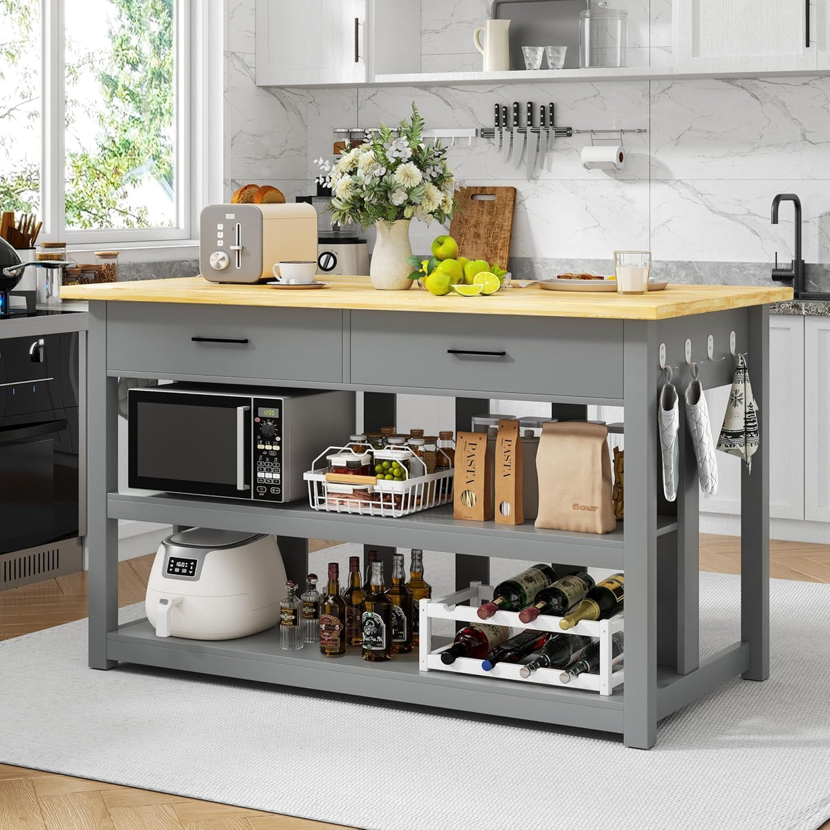 Grey 47.3" Kitchen Island