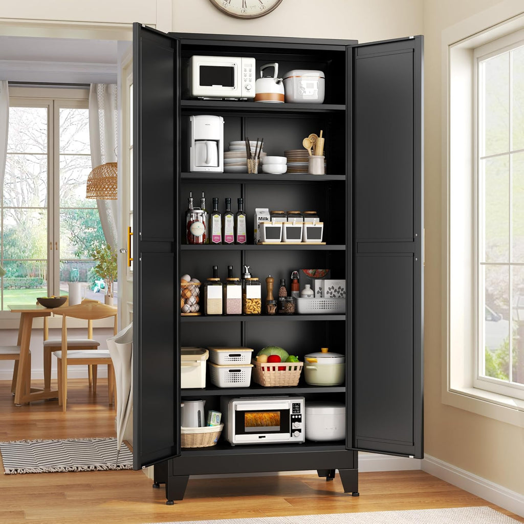 75.2" Tall 2‑Door Metal Pantry Cabinet