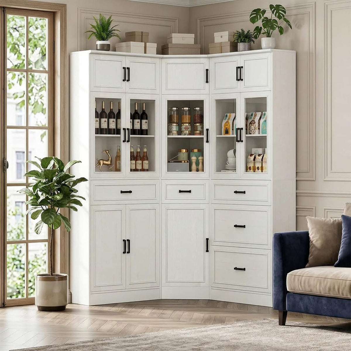 80" Tall Corner Pantry Cabinet