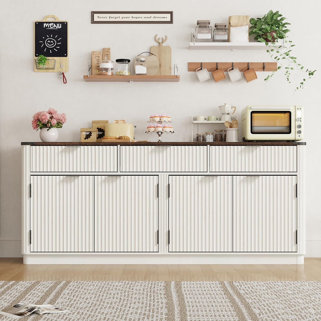 White Fluted Sideboard Cabinet