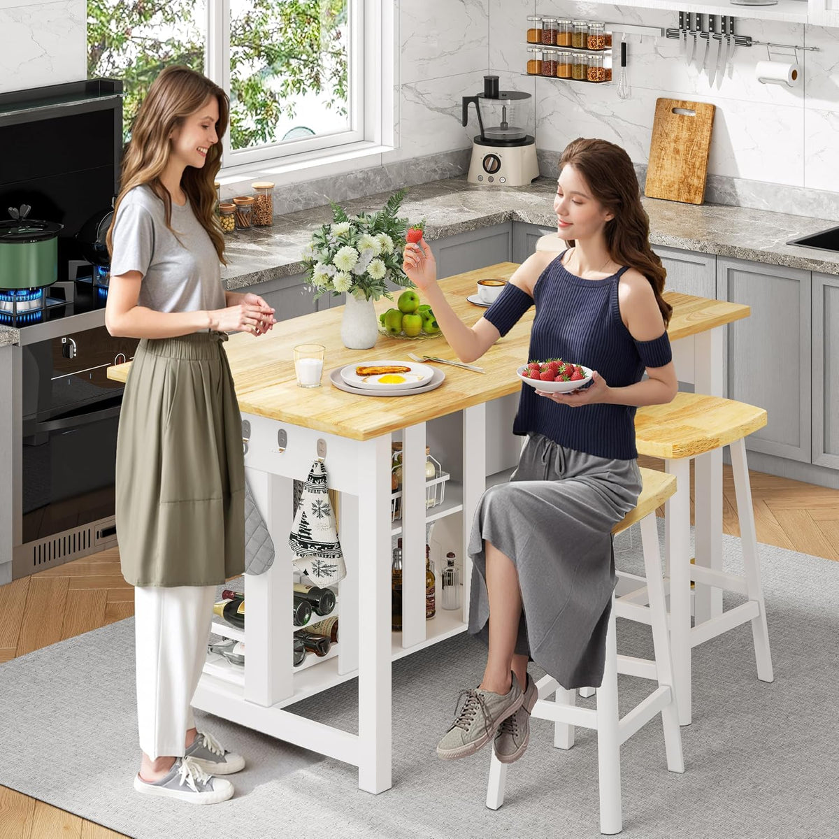 White 47.3" Kitchen Island