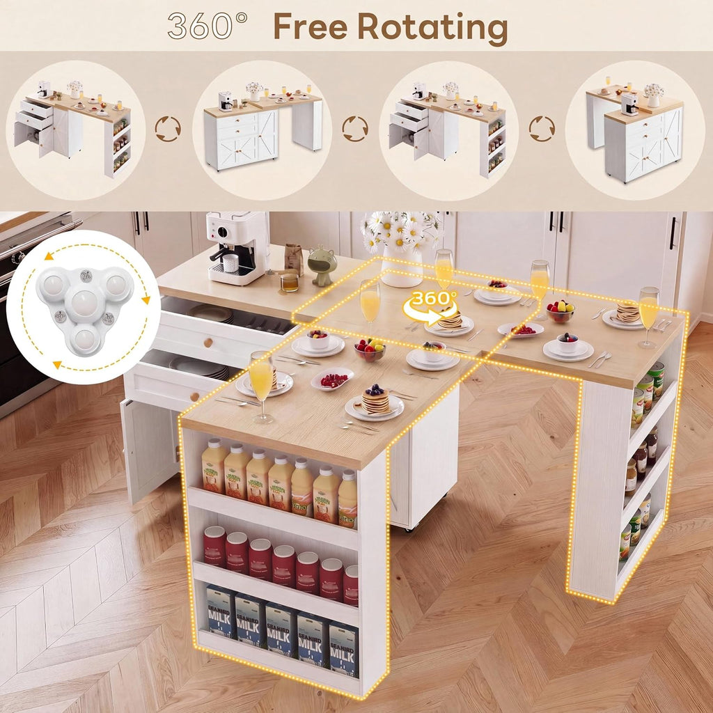 White Rolling Kitchen Island