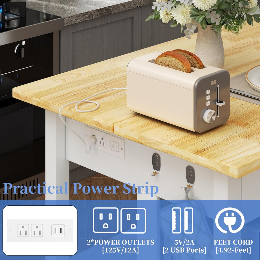 White 47.3" Kitchen Island