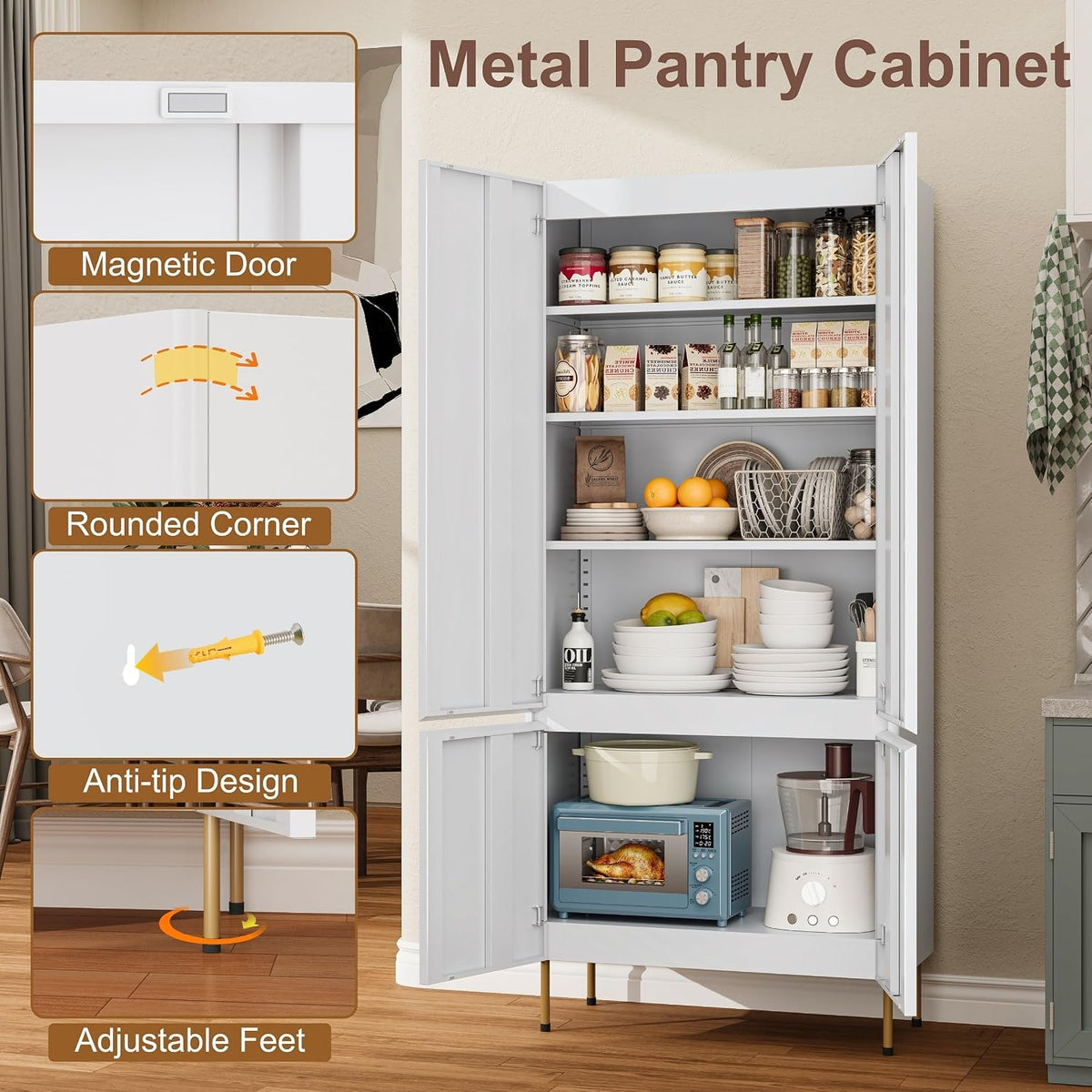 71" Tall Metal Pantry Cabinet