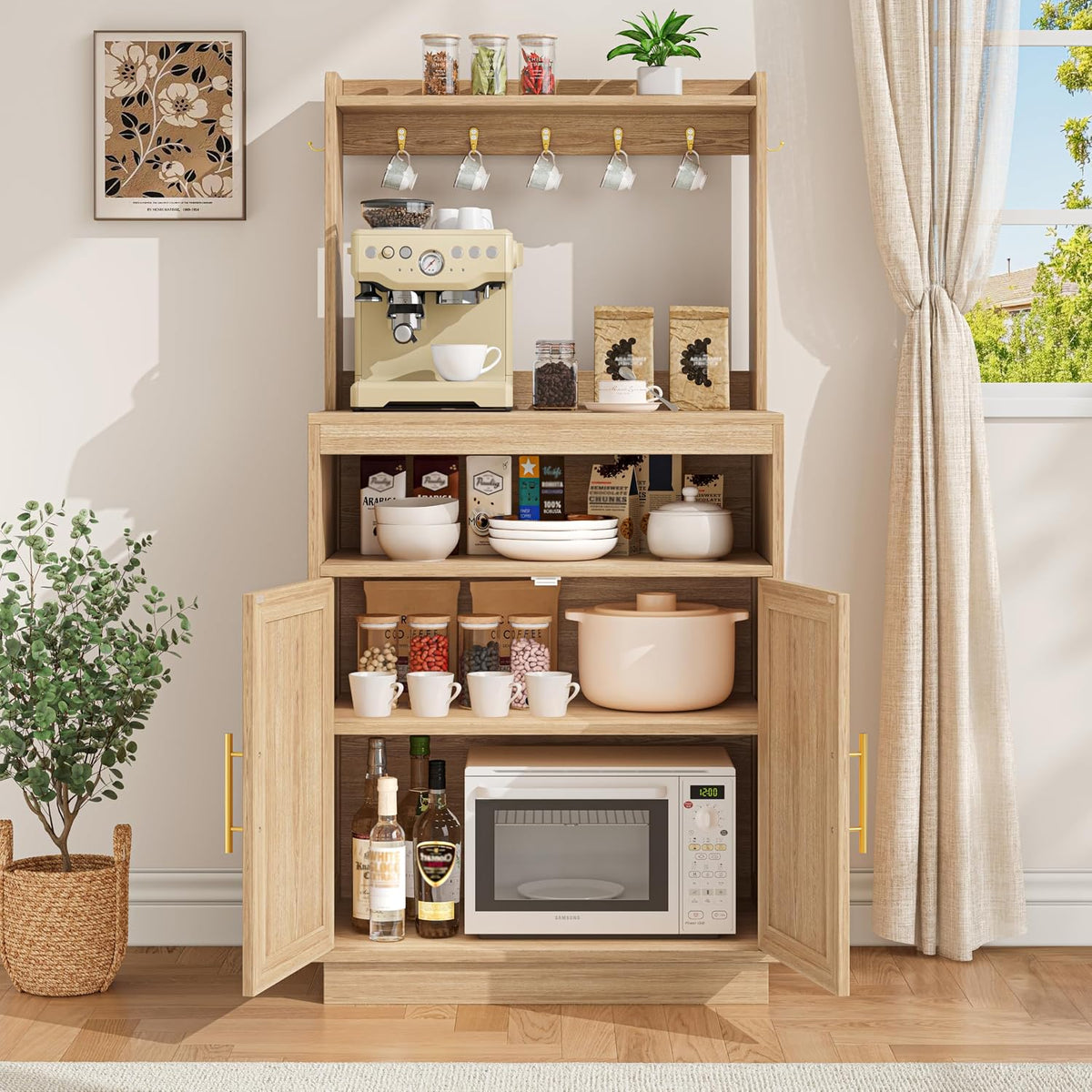 Fluted Buffet Coffee Bar Cabinet