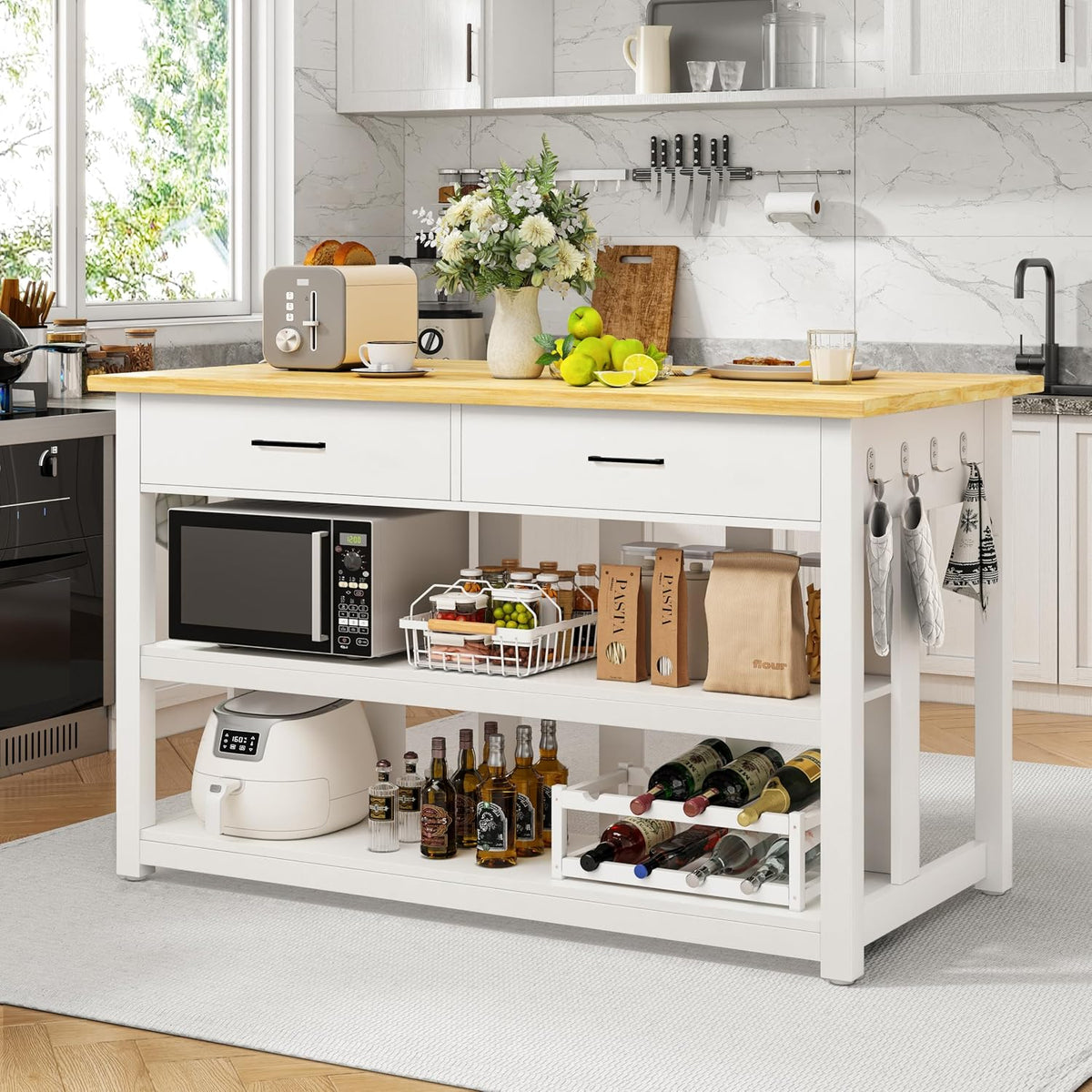 White 47.3" Kitchen Island