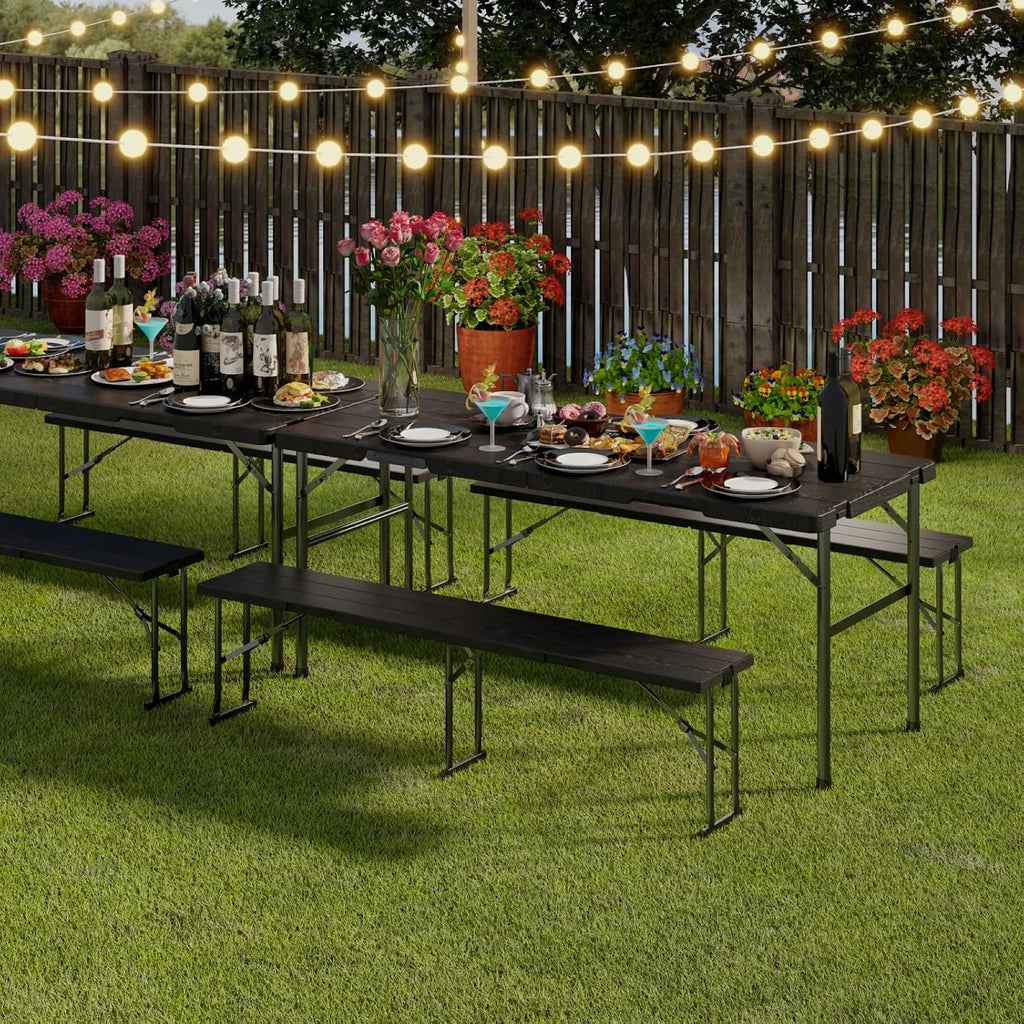 Folding Picnic Table Set with 2 Benches