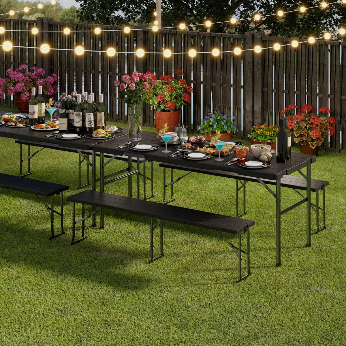 Folding Picnic Table Set with 2 Benches