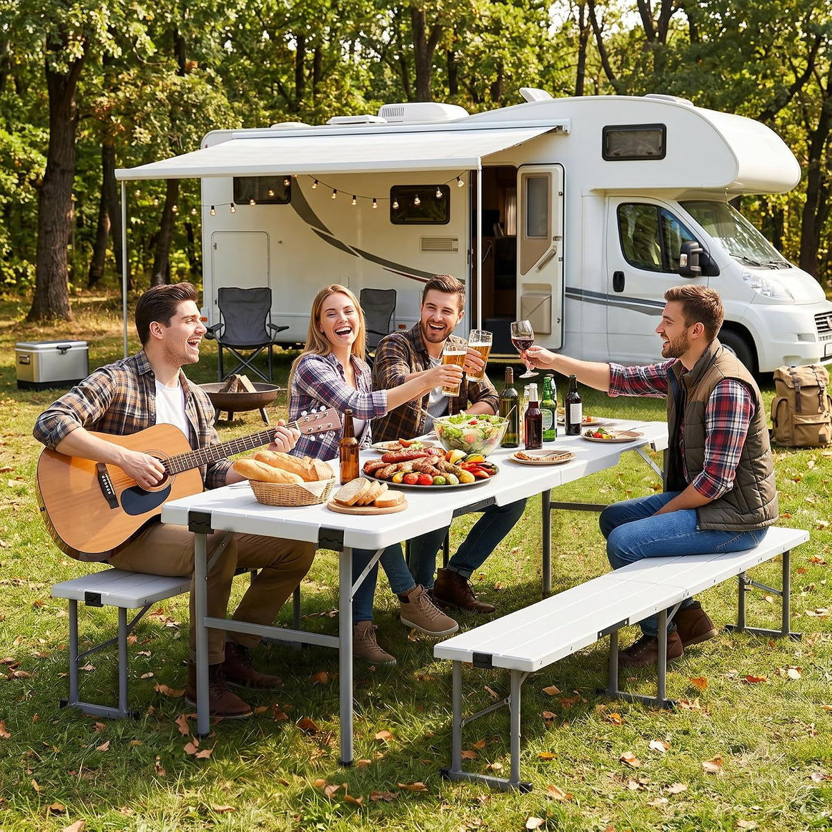 White 6FT Folding Picnic Table Set