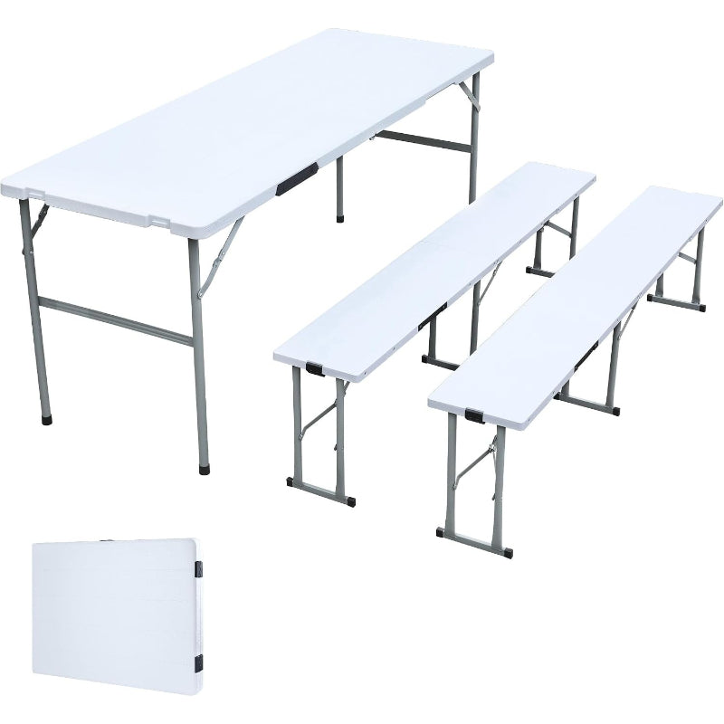White Portable Folding Picnic Table Set