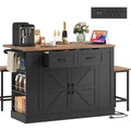 Black 51" Mobile Kitchen Island